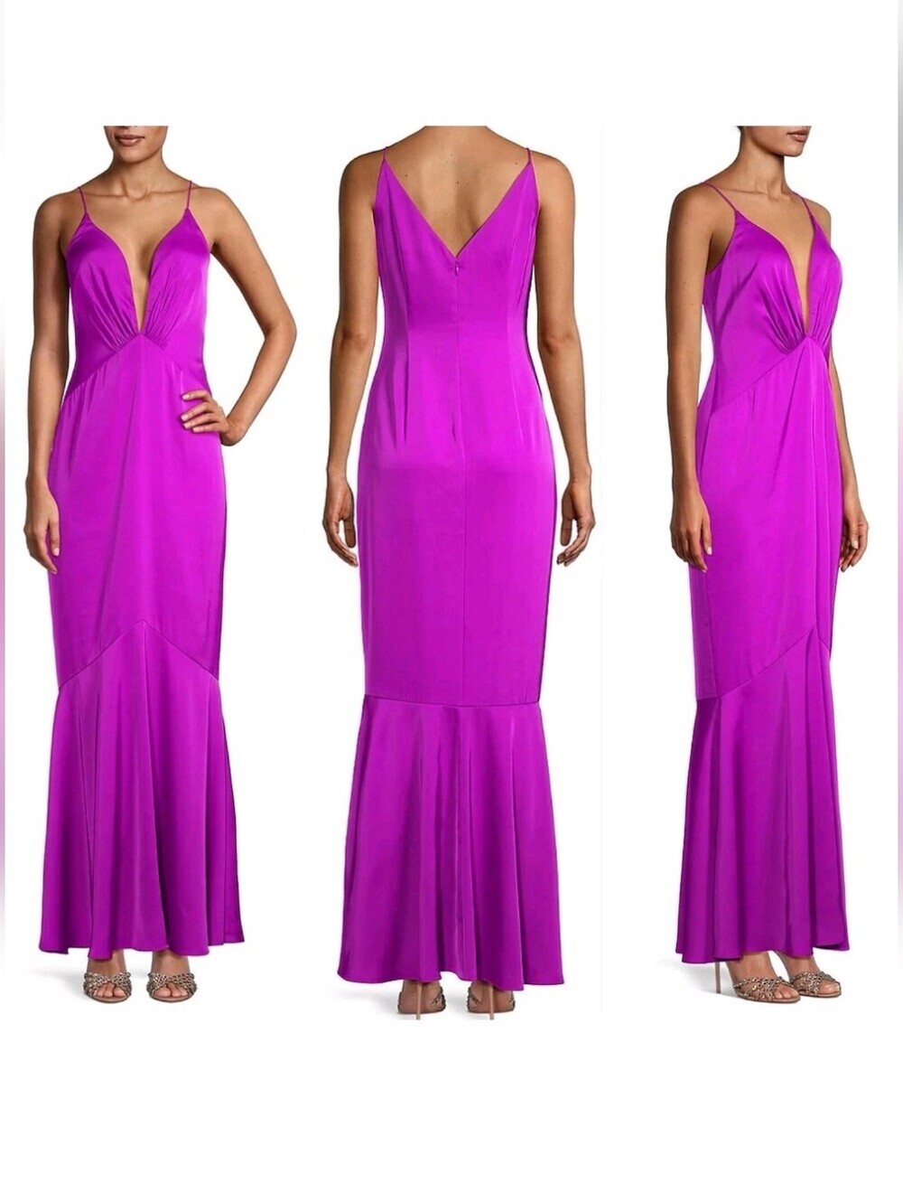 NWT Liv Foster Satin Mermaid Gown Wild Orchid Size 6
